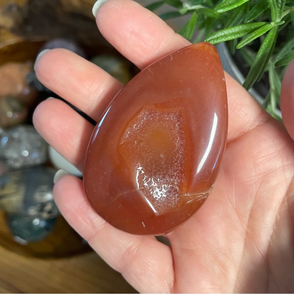 Polished Red Agate Teardrop Stone Carnelian teardrop palm stone
